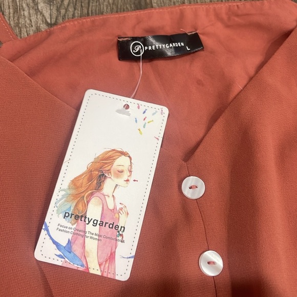 Pretty Garden Sleeveless light brick red boho style Maxi Dress - Picture 3 of 4